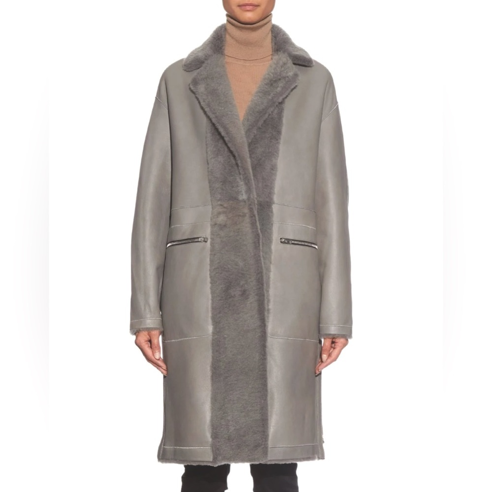 SPRUNG FRERES
Pink Lambskin Shearling
Reversible Coat
Size UK 8